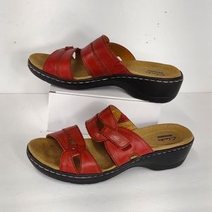 Clarks Collection 9 Red Leather slip-on Sandals